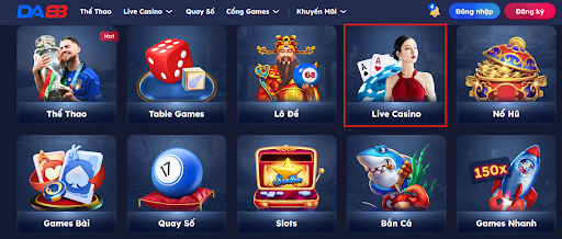Cách tham gia live casino trên nhà cái DA88