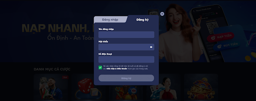 Cung cấp thông tin đăng ký trong biểu mẫu Đăng ký