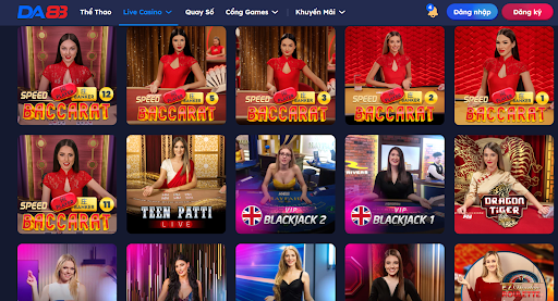 Những dạng bài bạc trong live casino DA88